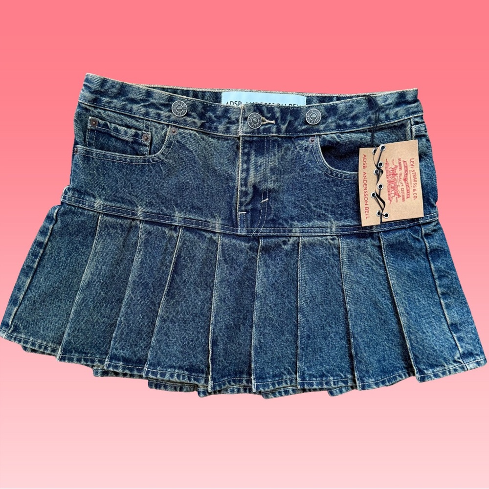 *NWT* Andersson Bell x Levi's Y2K Denim Pleated Mini Skirt M